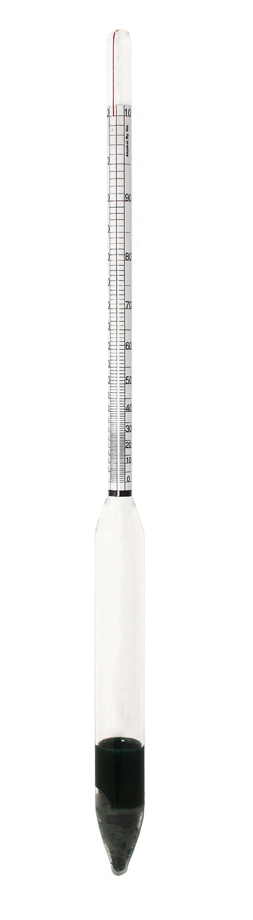 VEEGEE Hydrometers Alcohol Proof Range 0 to 200 Bellwether Dual Scale w/ Thermometer Spirit (-10 to 100degF) 6612-2TS