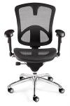 Bevco Ergonomic Executive Mesh Chair with Upholstered Fabric Seat,  Adjustable Contoured Backrest With Lumbar Support, 5-Star Polished Aluminum Base, All-Purpose Casters #M6088MU