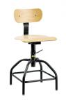 Bevco 1000 Series Maple Plywood Chair, Swivel II, 4-legged Round Black Tubular Steel Base w/Welded Footring #1411