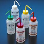 Wash bottles, GHS Labeled, Assorted Pack: Acetone, Methanol, Isopropanol, Ethanol and Distilled Water WGW500AST-GHS