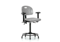 Newport Industrial Polyurethane Chair with Round Tube Base - High Bench Height with Stationary Glides in Gray Polyurethane HPHBCH-RT-T0-A0-RG-GRY