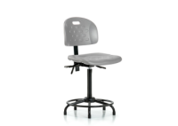 Newport Industrial Polyurethane Chair with Round Tube Base - High Bench Height with Seat Tilt & Stationary Glides in Gray Polyurethane HPHBCH-RT-T1-A0-RG-GRY