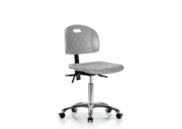 Newport Industrial Polyurethane Chair Chrome - Medium Bench Height with Casters in Gray Polyurethane HPMBCH-CR-T0-A0-NF-CC-GRY