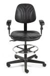 Dura Polyurethane Chair, Manual Back Adj., 5-Star Polished Aluminum Base,  Adj. 18In. Chrome Footring, Mushroom Glides #7350D
