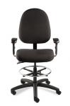 Integra Upholstered Chair, Medium Back, Manual Back Adj., 5-Star Black Nylon Base, 18In. Adj. Chrome Footring, Mushroom Glides #6500M