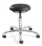 ErgoLux Jr Backless Stool, Soft Polyurethane Seat,  5-Star  Polished Aluminum Base, Dual-Wheel Hard Floor Casters #J3050