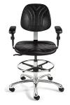 Dura - CR Polyurethane Chair, Cleanroom Class 10, Articulating Seat & Back Tilt, 5-Star Black Nylon Base, Mushroom Glides #7001DC