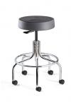 ErgoLux Stool w/Backrest, Soft Polyurethane Seat, Chrome Tubular Steel Base, Dual-Wheel Hard Floor Casters #S3610R