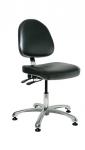 Bevco 9000 Series Integra - CR Upholstered Vinyl Chair, Cleanroom Class 10000, Medium Back, Manual Back Adj., 5-Star Polished Aluminum Base, Mushroom Glides #9050MC4