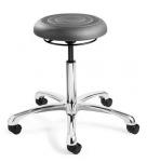 ErgoLux Jr Backless Stool, Soft Polyurethane Seat,  5-Star  Polished Aluminum Base, Dual-Wheel Hard Floor Casters #J3350