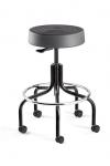 ErgoLux Stool w/Backrest, Soft Polyurethane Seat, Black Tubular Steel Base, Dual-Wheel Hard Floor Casters #S3600R
