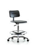 Core Polyurethane Chair Chrome - High Bench Height with Chrome Foot Ring & Casters BPHBCH-CR-CF-CC