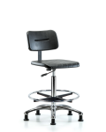 Core Polyurethane Chair Chrome - High Bench Height with Chrome Foot Ring & Stationary Glides BPHBCH-CR-CF-RG