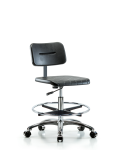 Core Polyurethane Chair Chrome - Medium Bench Height with Chrome Foot Ring & Casters BPMBCH-CR-CF-CC