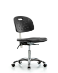 Class 10 Newport Industrial Polyurethane Clean Room Chair - Desk Height with Casters in Black Polyurethane CLR-HPDHCH-CR-T0-A0-CC-BLK