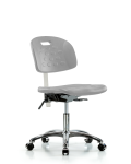Class 10 Newport Industrial Polyurethane Clean Room Chair - Desk Height with Casters in Gray Polyurethane CLR-HPDHCH-CR-T0-A0-CC-GRY
