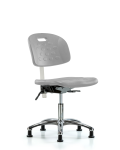 Class 10 Newport Industrial Polyurethane Clean Room Chair - Desk Height with Stationary Glides in Gray Polyurethane CLR-HPDHCH-CR-T0-A0-RG-GRY