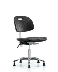 Class 100 Newport Industrial Polyurethane Clean Room Chair - Desk Height with Seat Tilt & Stationary Glides in Black Polyurethane CLR-HPDHCH-CR-T1-A0-RG-BLK
