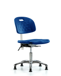 Class 100 Newport Industrial Polyurethane Clean Room Chair - Desk Height with Seat Tilt & Stationary Glides in Blue Polyurethane CLR-HPDHCH-CR-T1-A0-RG-BLU