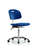Class 10 Newport Industrial Polyurethane Clean Room Chair - Medium Bench Height with Casters in Blue Polyurethane CLR-HPMBCH-CR-T0-A0-NF-CC-BLU