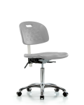 Class 10 Newport Industrial Polyurethane Clean Room Chair - Medium Bench Height with Casters in Gray Polyurethane CLR-HPMBCH-CR-T0-A0-NF-CC-GRY