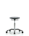 Class 10 Huron Polyurethane Clean Room Stool - Medium Bench Height with Casters in Black Polyurethane CLR-IPMBSO-CR-NF-CC-BLK