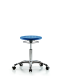 Class 10 Huron Polyurethane Clean Room Stool - Medium Bench Height with Casters in Blue Polyurethane CLR-IPMBSO-CR-NF-CC-BLU