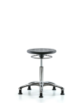 Class 10 Huron Polyurethane Clean Room Stool - Medium Bench Height with Stationary Glides in Black Polyurethane CLR-IPMBSO-CR-NF-RG-BLK