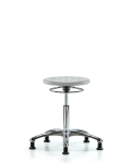 Class 10 Huron Polyurethane Clean Room Stool - Medium Bench Height with Stationary Glides in Gray Polyurethane CLR-IPMBSO-CR-NF-RG-GRY