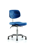 Class 10 Polyurethane Clean Room Chair - Desk Height with Stationary Glides in Blue Polyurethane CLR-PDHCH-CR-RG-BLU