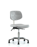 Class 10 Polyurethane Clean Room Chair - Desk Height with Stationary Glides in Gray Polyurethane CLR-PDHCH-CR-RG-GRY