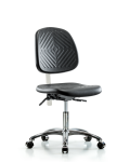 Class 10 Polyurethane Clean Room Chair - Desk Height with Medium Back & Casters in Black Polyurethane CLR-PDHCH-MB-CR-CC-BLK