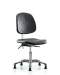 Class 10 Polyurethane Clean Room Chair - Desk Height with Medium Back & Stationary Glides in Black Polyurethane CLR-PDHCH-MB-CR-RG-BLK