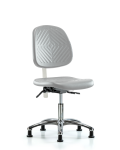 Class 10 Polyurethane Clean Room Chair - Desk Height with Medium Back & Stationary Glides in Gray Polyurethane CLR-PDHCH-MB-CR-RG-GRY