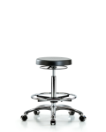Class 10 Polyurethane Clean Room Stool  - High Bench Height with Chrome Foot Ring & Casters CLR-PHBSO-CR-CF-CC