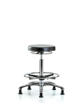 Class 10 Polyurethane Clean Room Stool  - High Bench Height with Chrome Foot Ring & Stationary Glides CLR-PHBSO-CR-CF-RG