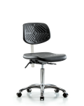Class 10 Polyurethane Clean Room Chair - Medium Bench Height with Casters in Black Polyurethane CLR-PMBCH-CR-NF-CC-BLK