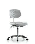 Class 10 Polyurethane Clean Room Chair - Medium Bench Height with Casters in Gray Polyurethane CLR-PMBCH-CR-NF-CC-GRY