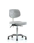 Class 10 Polyurethane Clean Room Chair - Medium Bench Height with Stationary Glides in Gray Polyurethane CLR-PMBCH-CR-NF-RG-GRY