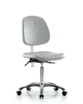 Class 10 Polyurethane Clean Room Chair - Medium Bench Height with Medium Back & Casters in Gray Polyurethane CLR-PMBCH-MB-CR-NF-CC-GRY