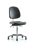 Class 10 Polyurethane Clean Room Chair - Medium Bench Height with Medium Back & Stationary Glides in Black Polyurethane CLR-PMBCH-MB-CR-NF-RG-BLK