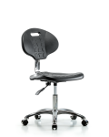 Class 10 Erie Polyurethane Clean Room Chair - Desk Height with Casters in Black Polyurethane CLR-TPDHCH-CR-A0-CC-BLK