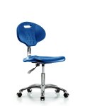 Class 10 Erie Polyurethane Clean Room Chair - Desk Height with Casters in Blue Polyurethane CLR-TPDHCH-CR-A0-CC-BLU