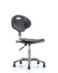 Class 10 Erie Polyurethane Clean Room Chair - Desk Height with Stationary Glides in Black Polyurethane CLR-TPDHCH-CR-A0-RG-BLK