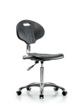 Class 10 Erie Polyurethane Clean Room Chair - Medium Bench Height with Casters in Black Polyurethane CLR-TPMBCH-CR-A0-NF-CC-BLK