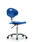 Class 10 Erie Polyurethane Clean Room Chair - Medium Bench Height with Casters in Blue Polyurethane CLR-TPMBCH-CR-A0-NF-CC-BLU