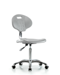 Class 10 Erie Polyurethane Clean Room Chair - Medium Bench Height with Casters in Gray Polyurethane CLR-TPMBCH-CR-A0-NF-CC-GRY