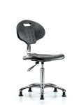 Class 10 Erie Polyurethane Clean Room Chair - Medium Bench Height with Stationary Glides in Black Polyurethane CLR-TPMBCH-CR-A0-NF-RG-BLK