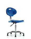 Class 10 Erie Polyurethane Clean Room Chair - Medium Bench Height with Stationary Glides in Blue Polyurethane CLR-TPMBCH-CR-A0-NF-RG-BLU