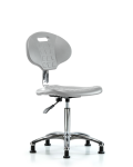 Class 10 Erie Polyurethane Clean Room Chair - Medium Bench Height with Stationary Glides in Gray Polyurethane CLR-TPMBCH-CR-A0-NF-RG-GRY